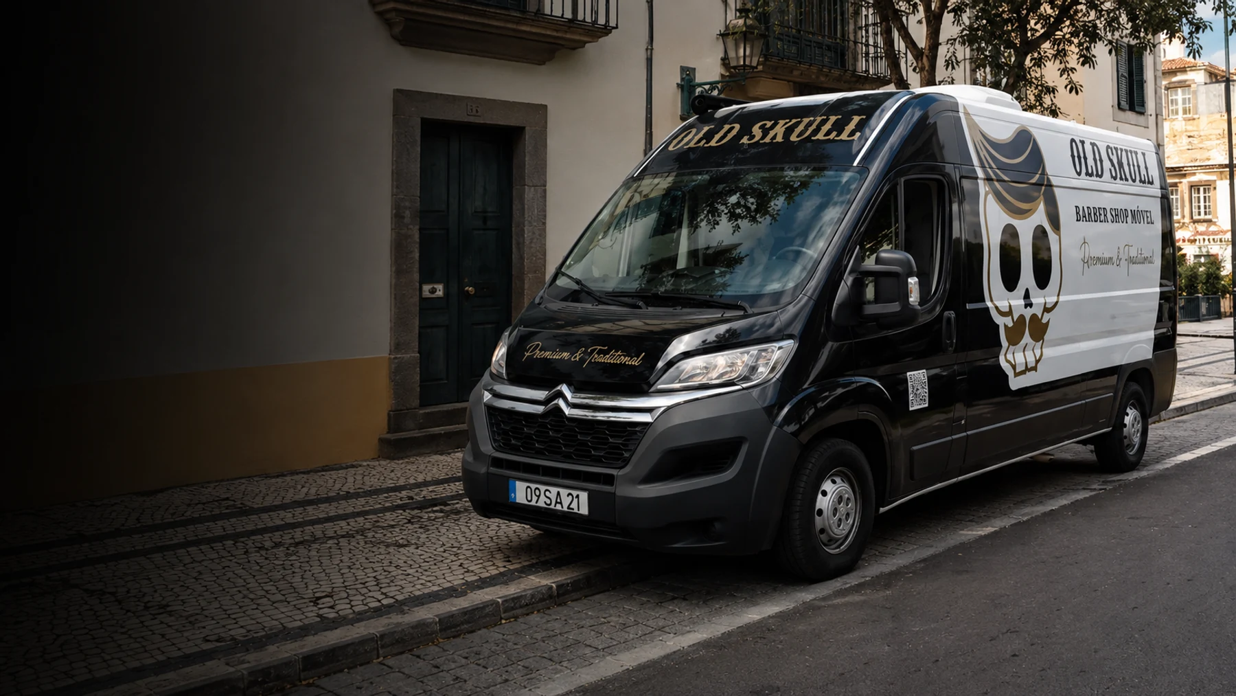 Old Skull van for private mobile barber appointments